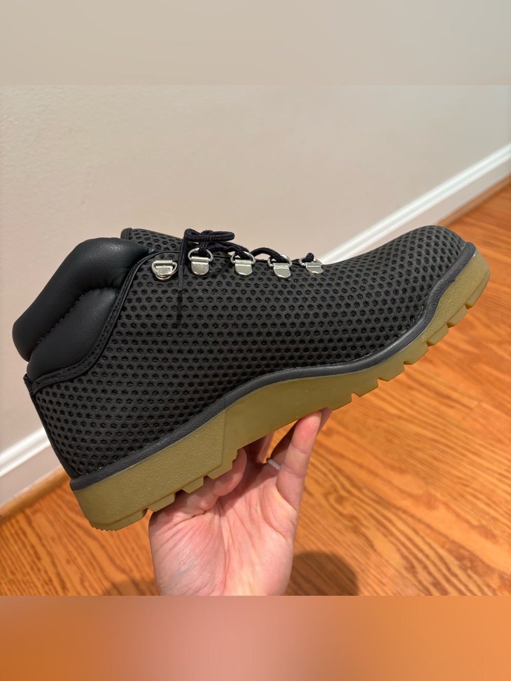 Rare Timberland Vent Tech Boots Size 8.5 Unisex Mesh Hiking Lug Sole Boots Hive - Picture 4 of 11